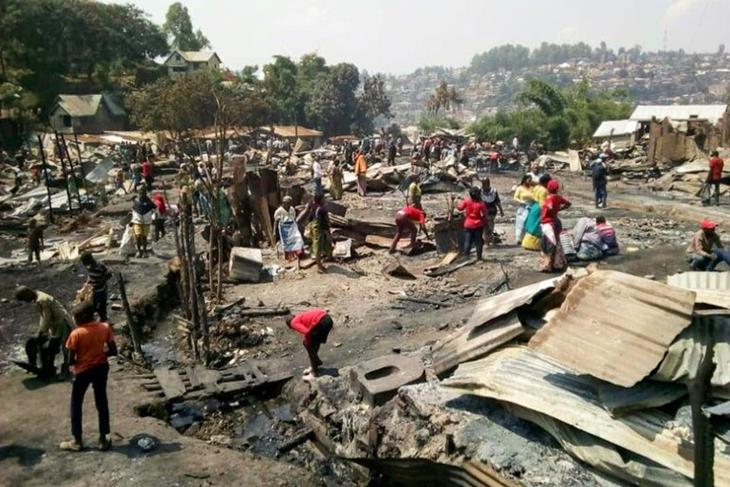 Huge fire razes more than 150 homes, kills girl in DR Congo.